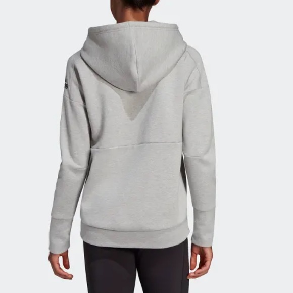 ADIDAS WOMEN’S ID STADIUM FULL ZIP HOODIE SWEATSHIRT GRAY BLACK SMALL - Picture 2 of 10